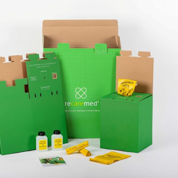 Recarebox XL 3-pack med 2 st 0,5L flaska för flytande läkemedelsavfall