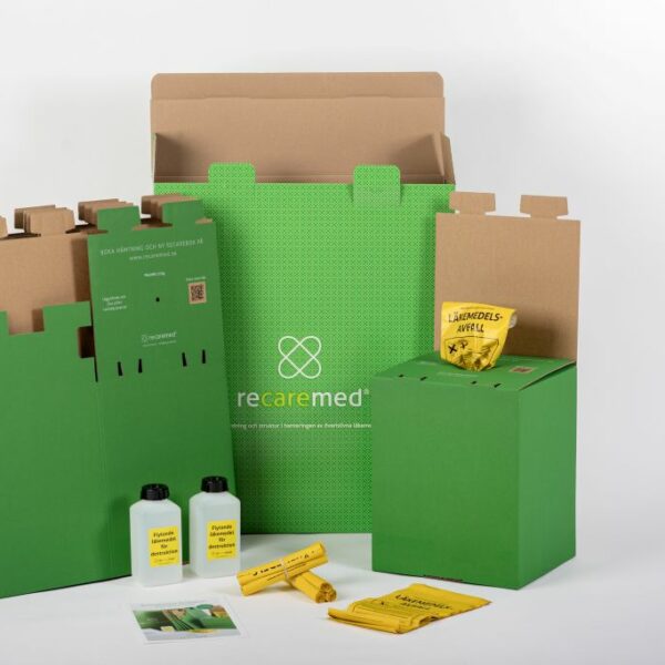 Recarebox XL 6-pack med 2 st 1L flaska för flytande läkemedelsavfall