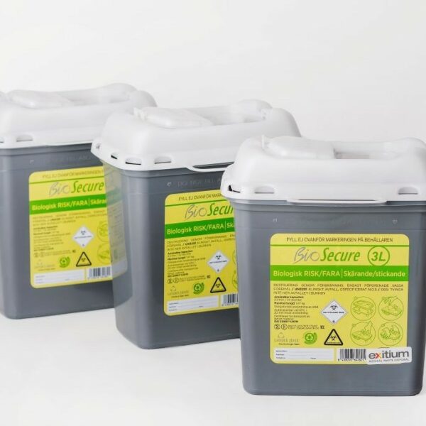 Sjukvårdens Miljötjänst kanylburkar 3L återvunnet material