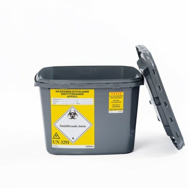 Behållare i återvunnet material, 30 liter X 1 st. Pakettjänst för skärande, stickande och smittförande avfall